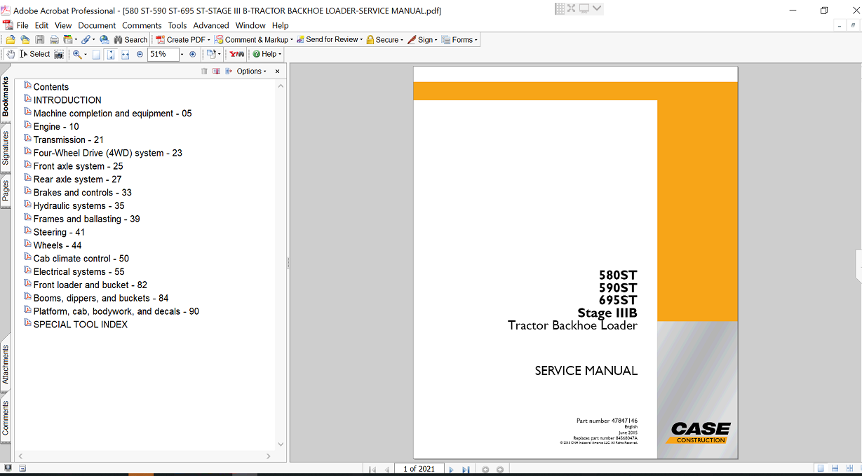 Service repair manual cover for Case 695ST Backhoe Loader , featuring technical illustrations, detailed repair and maintenance instructions