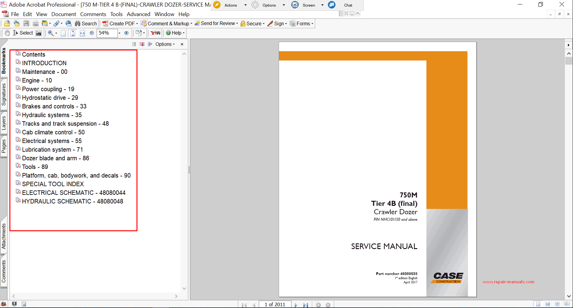 Service repair manual for Case 750M Dozer, including maintenance tips and technical specifications with highlighting repair procedures