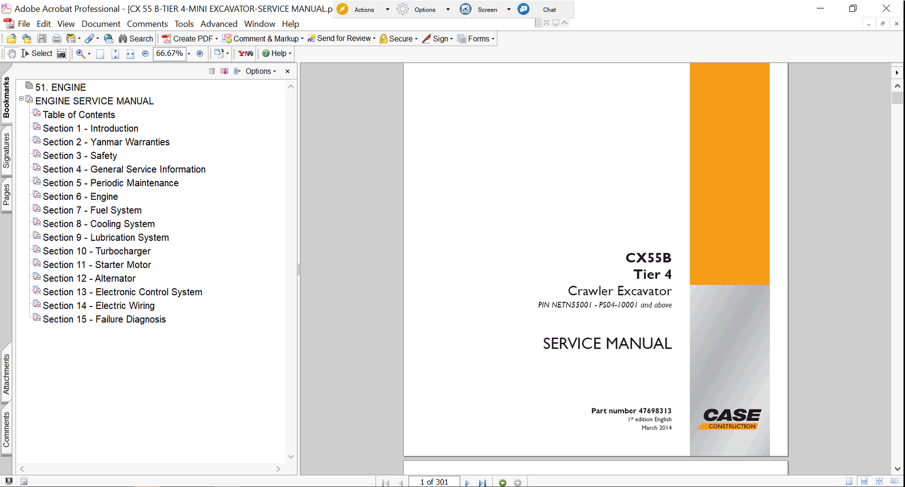 Service repair manual for Case CX31B Excavator, including maintenance tips and technical specifications with highlighting repair procedures