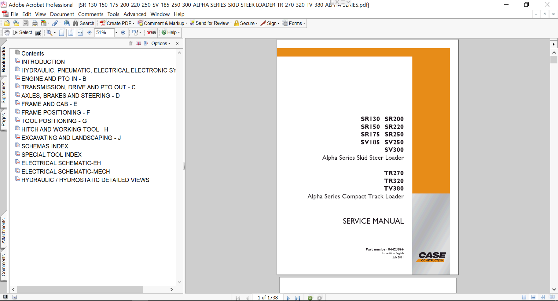 Service repair manual for Case SR220 Skid Steer, including maintenance tips and technical specifications with highlighting repair procedures