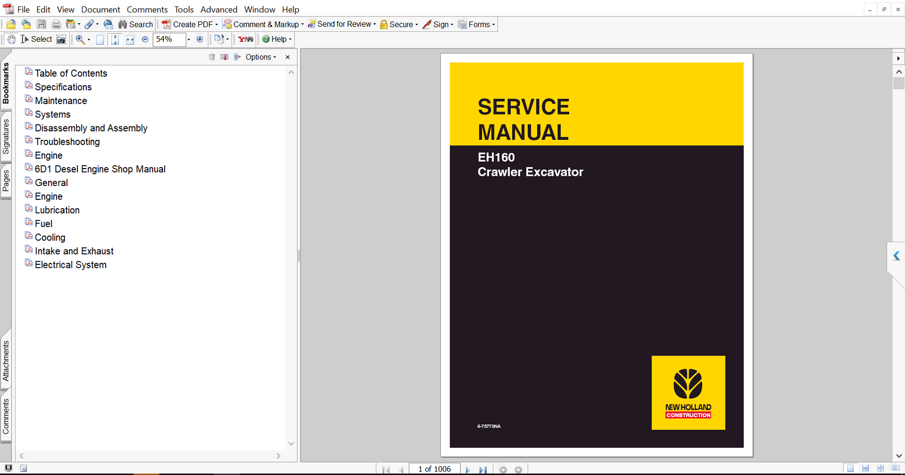 Service repair manual for New Holland EH160 Excavator, including maintenance tips and technical specifications with highlighting repair procedures