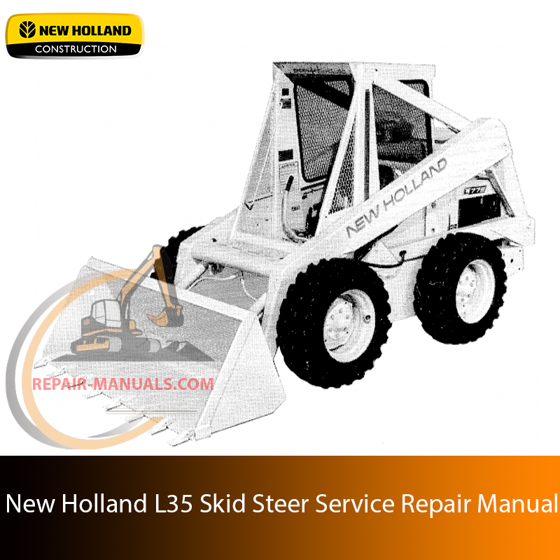 Service repair manual for Ford L35 Skid Steer, including maintenance tips and technical specifications with highlighting repair procedures