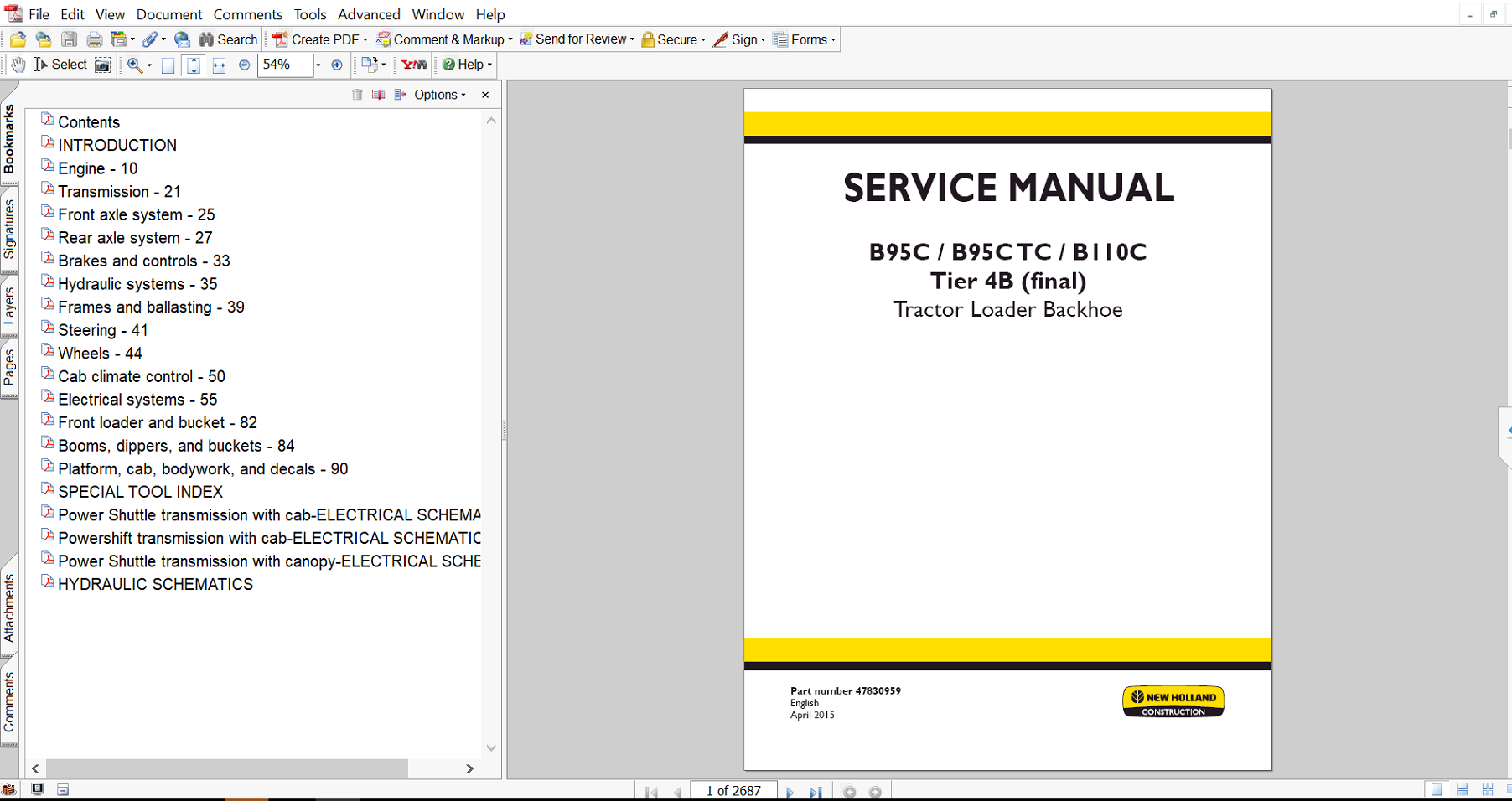Service repair manual for New Holland B110C Backhoe Loader, including maintenance tips and technical specifications with highlighting repair procedures