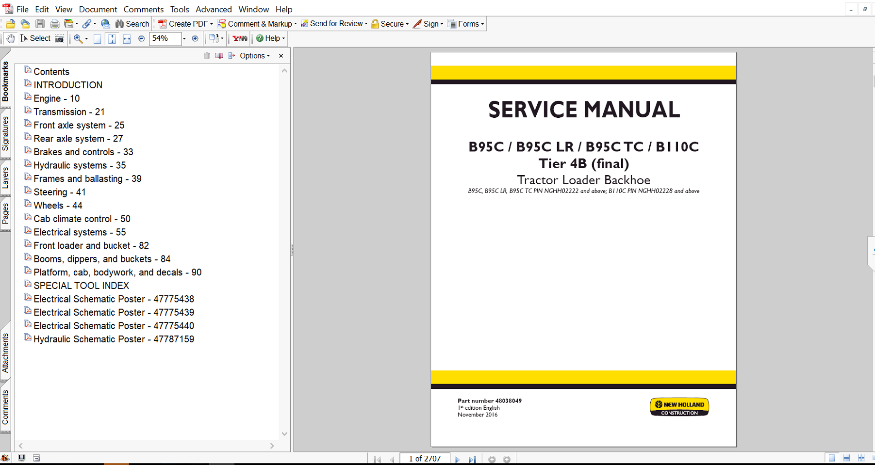 Service repair manual for New Holland B95C Backhoe Loader, including maintenance tips and technical specifications with highlighting repair procedures