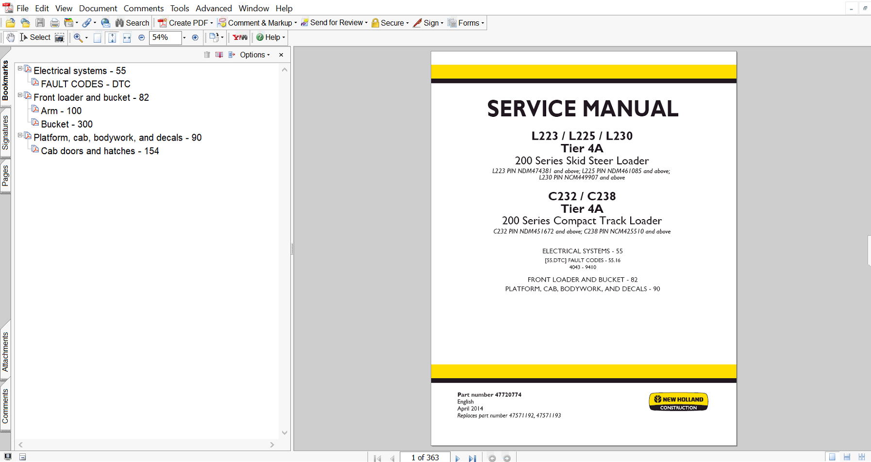 New Holland C238 Track Loader electrical system repair manual, showcasing essential service information and graphics
