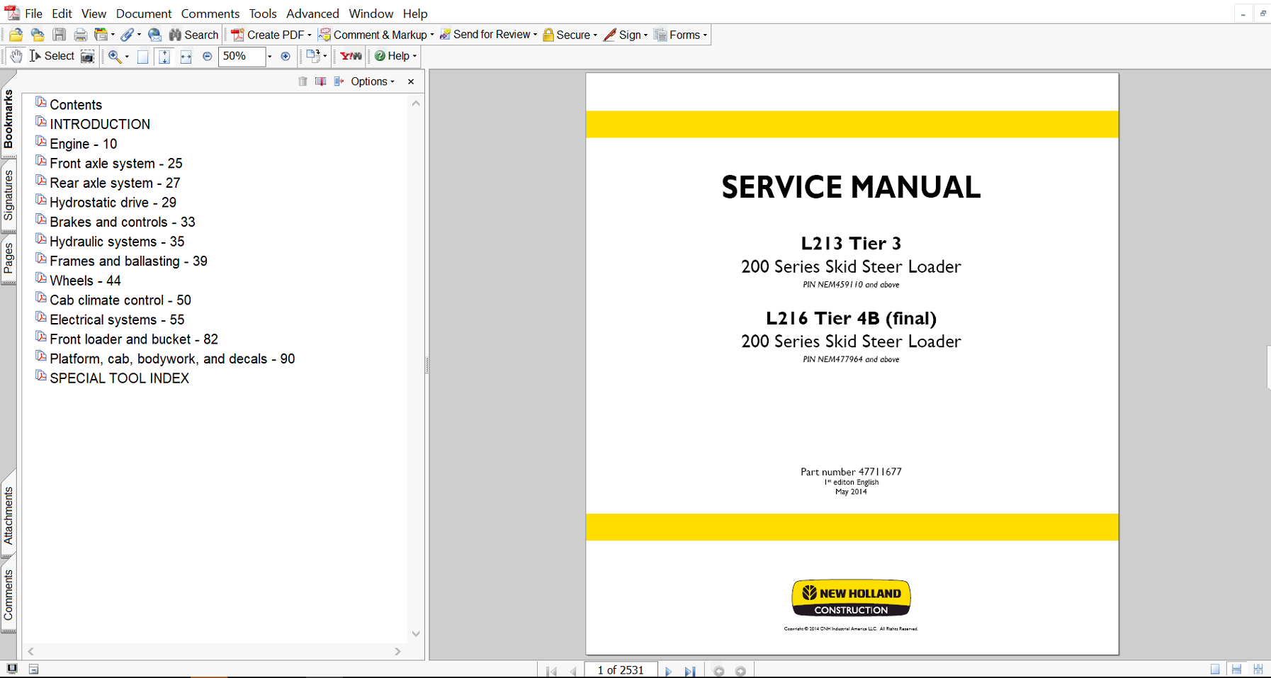 Cover page of the New Holland L216 Skid Steer Service Repair Manual – comprehensive technical guide for maintenance, troubleshooting, and repair procedures