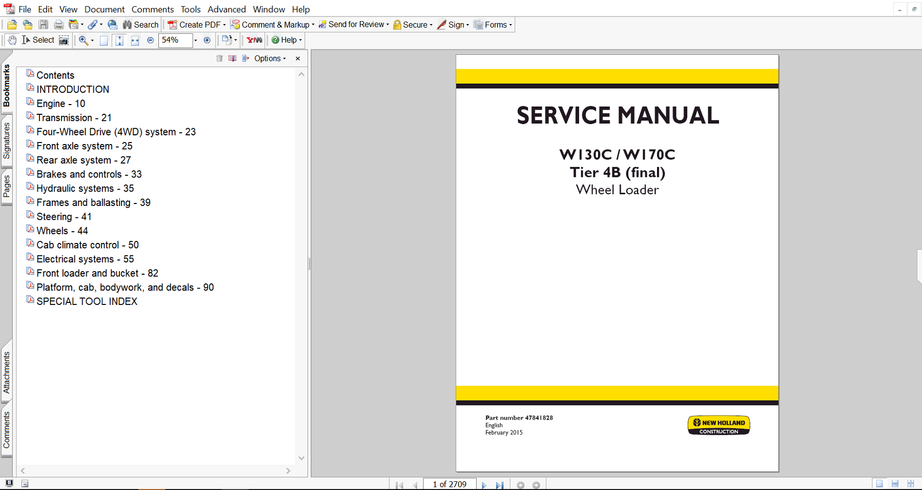 Cover page of the new holland w170c wheel loader Service Repair Manual – comprehensive technical guide for maintenance, troubleshooting, and repair procedures
