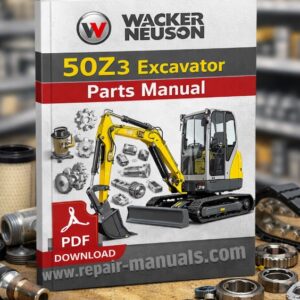 Wacker Neuson 50z3 Excavator Parts Manual cover featuring detailed diagrams and parts listings for maintenance and repair