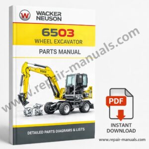 Parts manual for Wacker Neuson 6503 Wheel Excavator, showcasing components and assembly instructions for repairs