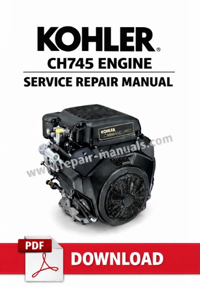 Kohler CH745 Engine Service Repair Manual, displaying a comprehensive guide with illustrations for engine maintenance and repair