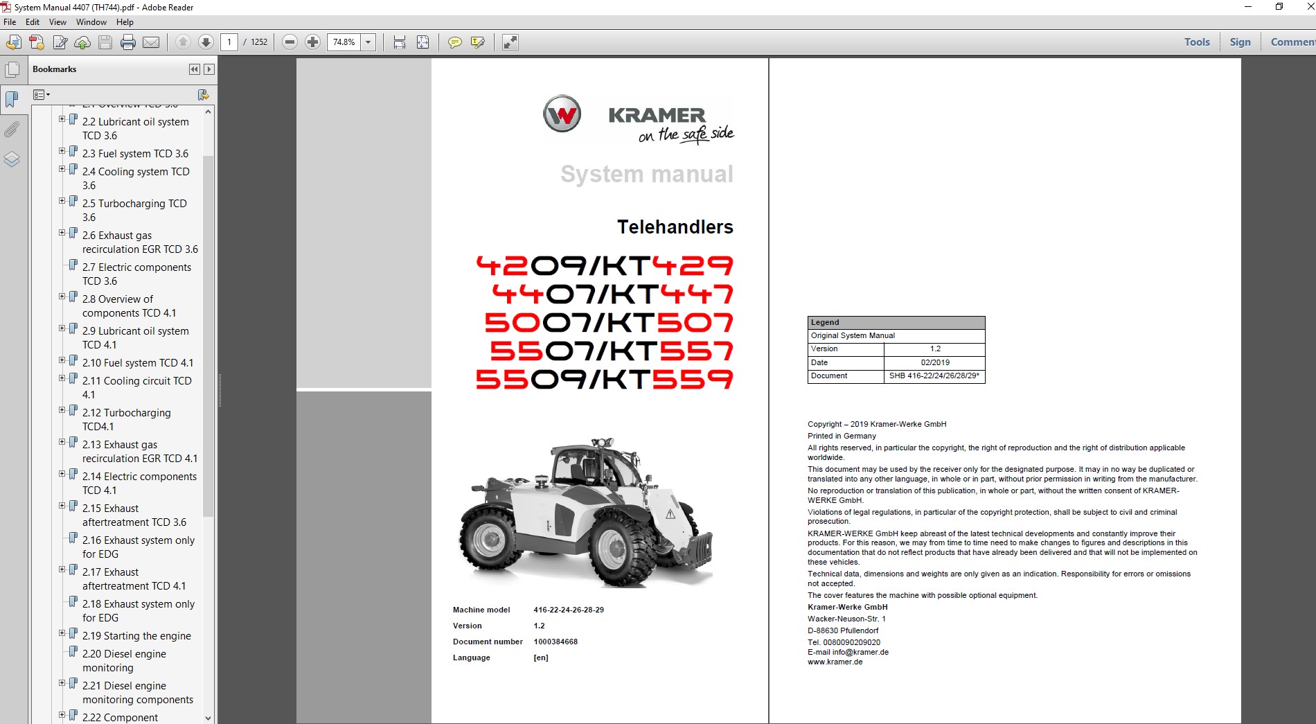 Wacker Neuson 4209 KT429 Kramer Telehandler Service Repair Manual, highlighting essential repair procedures and technical details