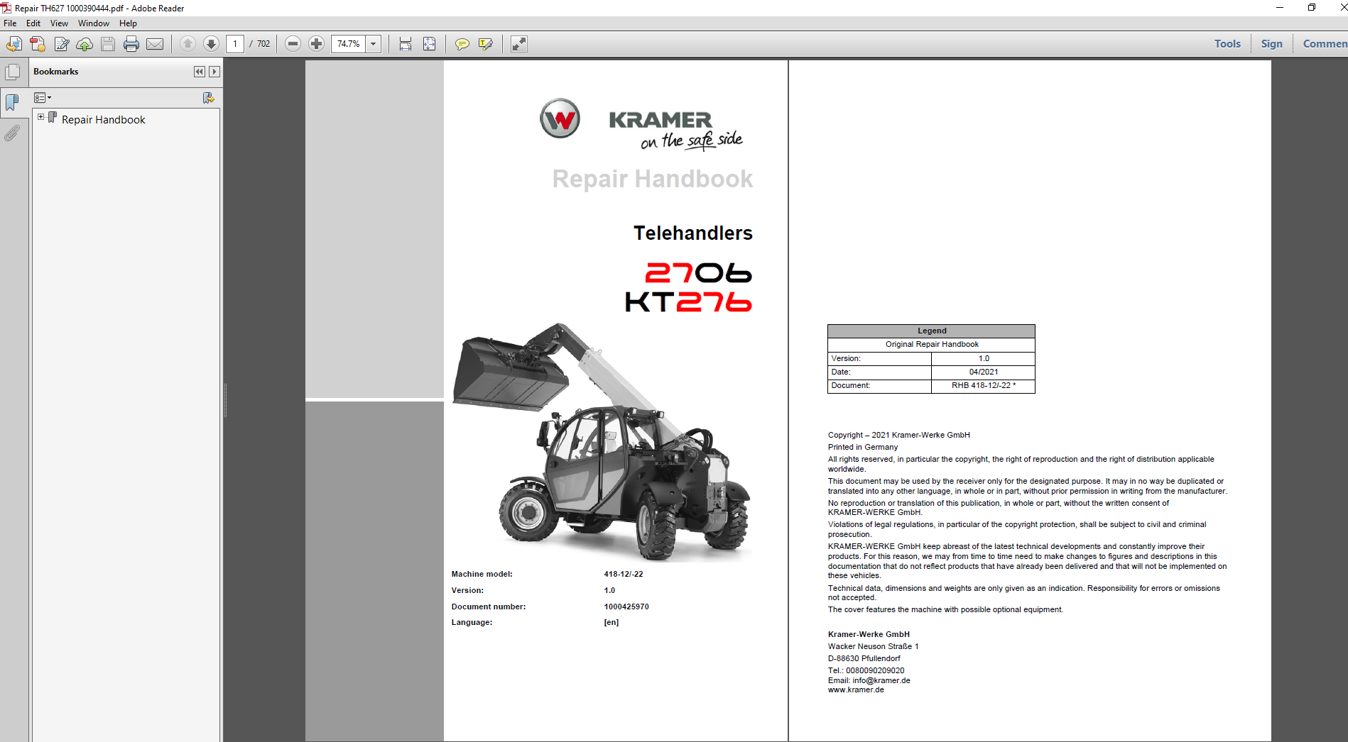Wacker Neuson 2706 Telehandler Service Repair Manual with technical drawings and essential repair guidelines