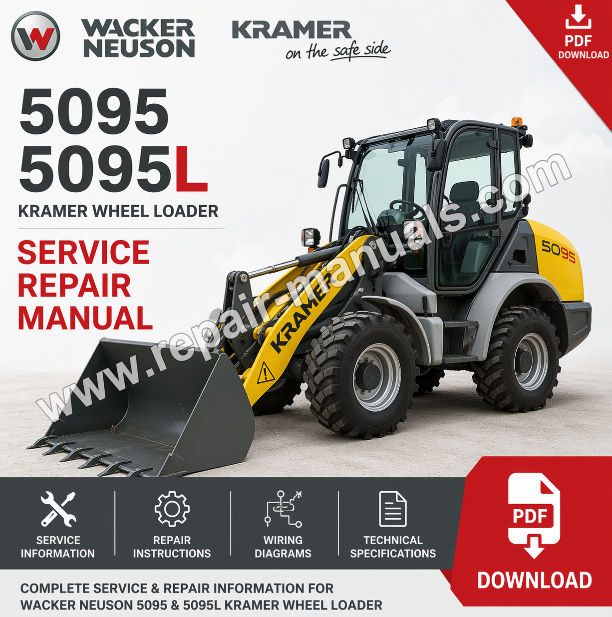 Service Repair Manual for Wacker Neuson Kramer Wheel Loader, displaying the title and a graphic of the equipment