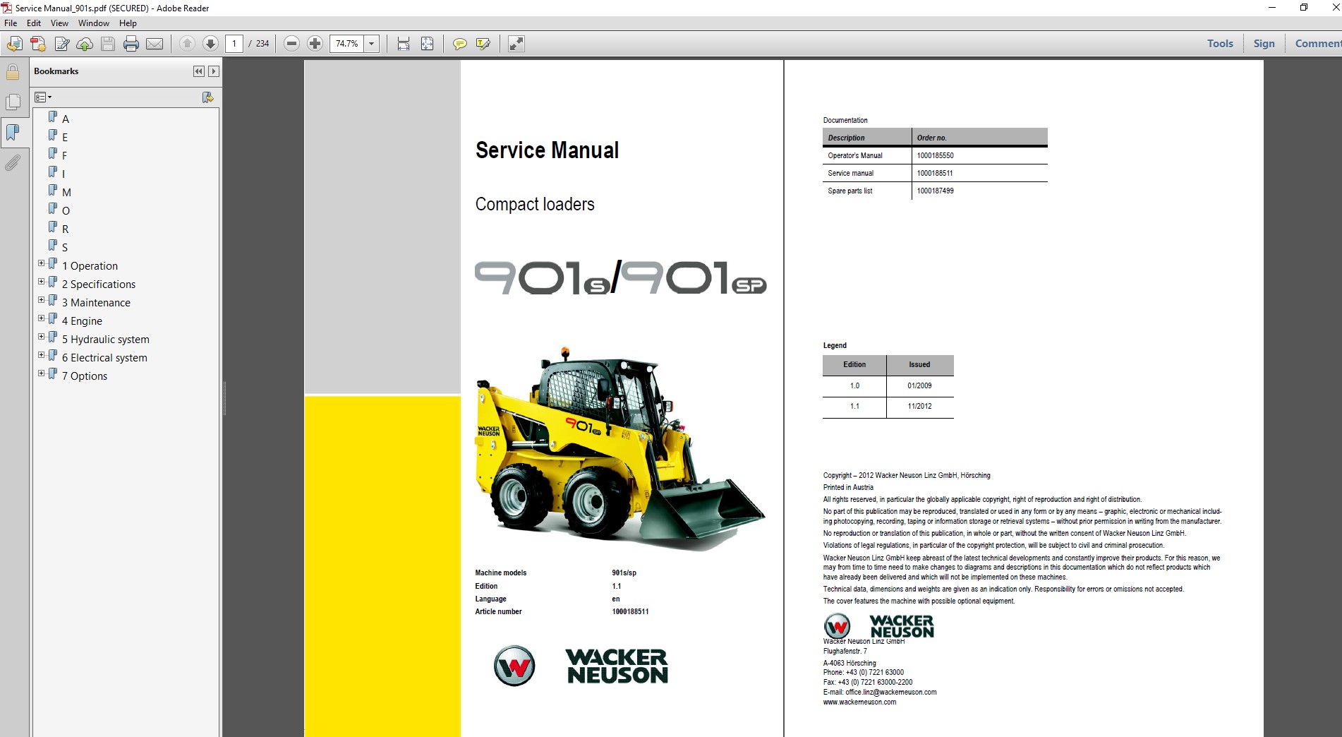 Wacker Neuson 901SP Skid Steer Service Repair Manual with technical drawings and essential maintenance information