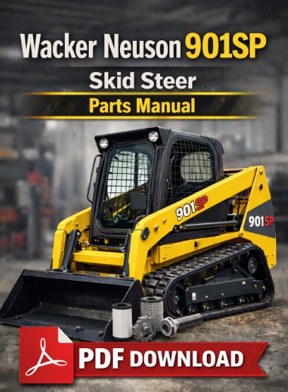 Parts manual for Wacker Neuson 901SP Skid Steer, displaying diagrams and part numbers for maintenance and repairs