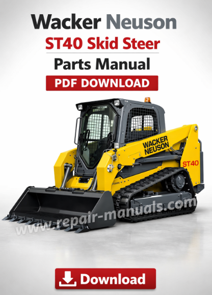 Parts manual for Wacker Neuson ST40 Skid Steer, displaying diagrams and part numbers for maintenance and repairs