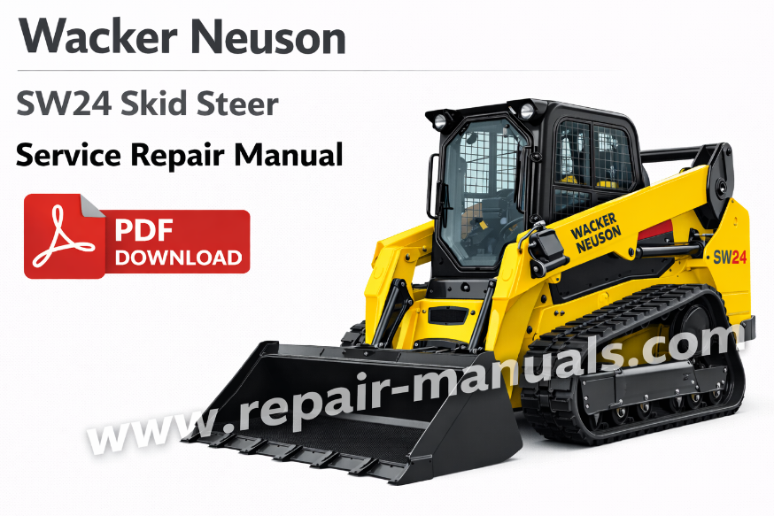 Wacker Neuson SW24 SkidSteer service repair manual cover featuring the model and technical illustrations
