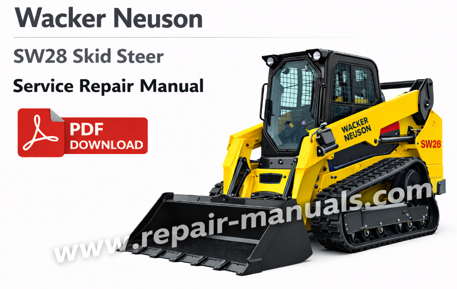 Wacker Neuson SW28 SkidSteer Service Repair Manual cover featuring the model and technical illustrations