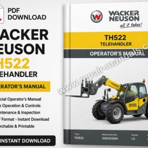 Operator's Manual for Wacker Neuson TH522 Telehandler, displaying the model name and an illustration of the equipment