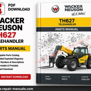 Parts manual for Wacker Neuson TH627 Telehandler, displaying diagrams and part numbers for maintenance and repairs