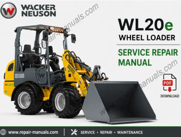 Service Repair Manual for Wacker Neuson WL20e Wheel Loader, showcasing diagrams and maintenance instructions
