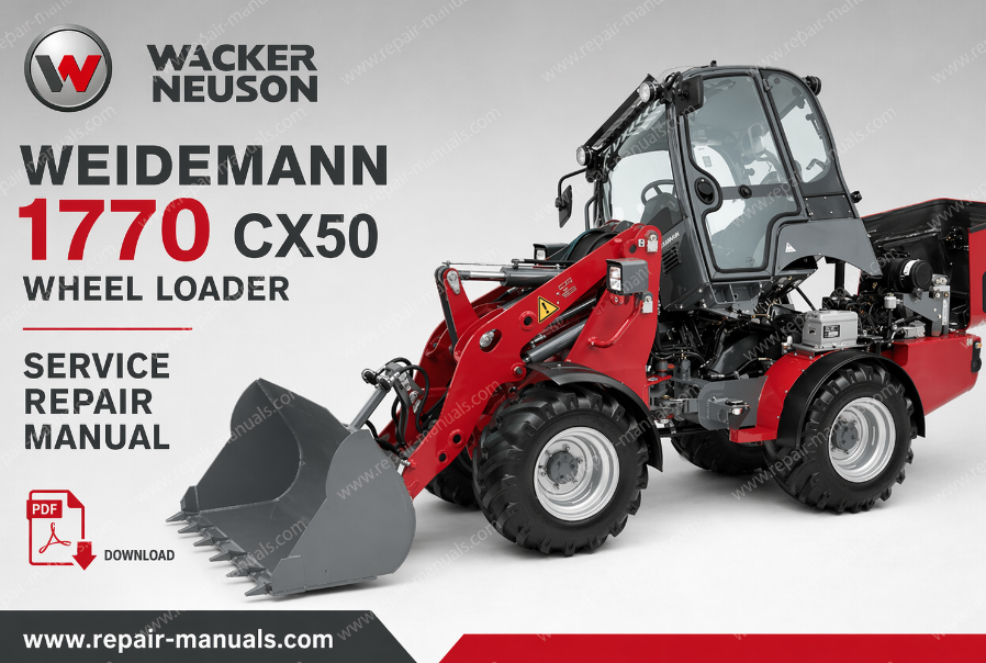 Wacker Neuson Weidemann 1770 CX50 Wheel Loader service repair manual cover featuring the loader and technical details