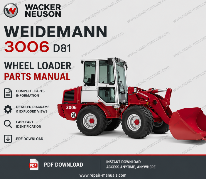 Wacker Neuson Weidemann 3006 D81 Wheel Loader parts manual, providing essential information on parts and maintenance