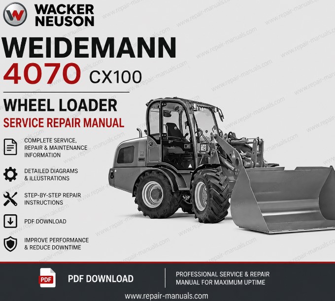 Service Repair Manual for Wacker Neuson Weidemann 4070 CX100 Wheel Loader, showcasing diagrams and maintenance information