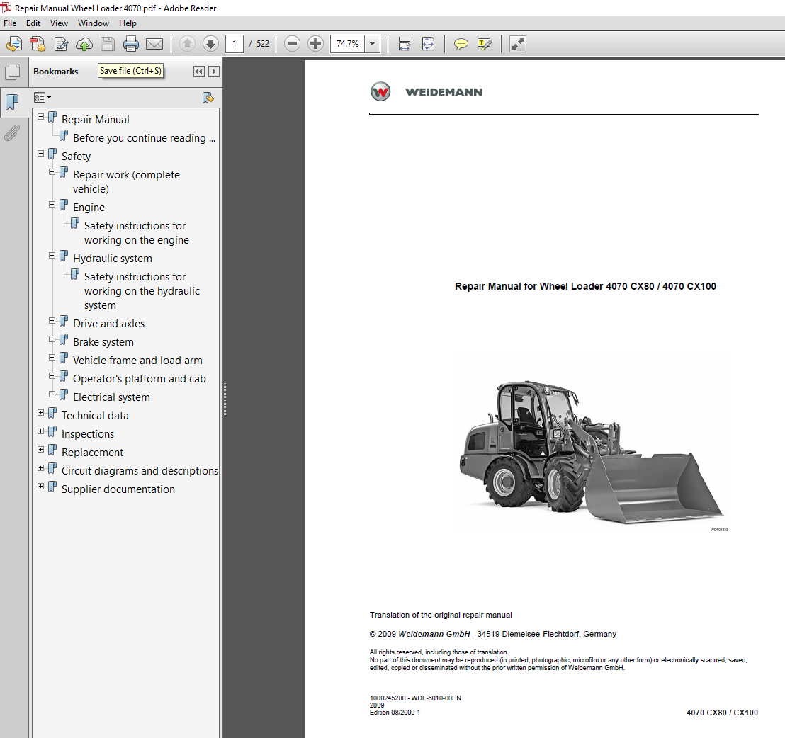 Wacker Neuson Weidemann 4070 CX100 Wheel Loader Service Repair Manual cover featuring the loader and technical illustrations