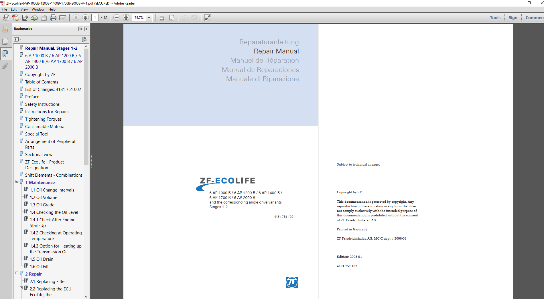 ZF Transmission 6 AP 1700 B Repair Manual with images and instructions for effective transmission repair and maintenance