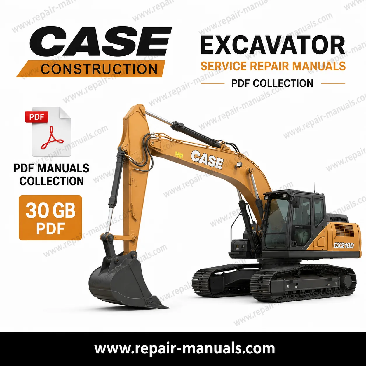Case Excavator Service Repair Manuals PDF Collection 30GB digital download with factory workshop manuals for Case crawler excavators