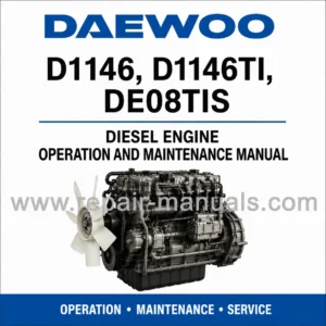 Daewoo D1146 D1146TI DE08TIS diesel engine operation and maintenance manual PDF download cover image