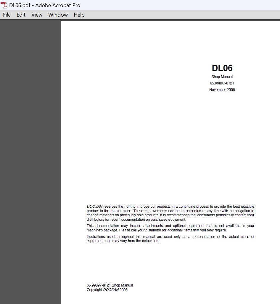 Doosan DL06 diesel engine service and repair manual instant PDF download