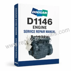 Doosan D1146 Engine Service Repair Manual PDF download cover image with factory repair and maintenance guide for diesel engines