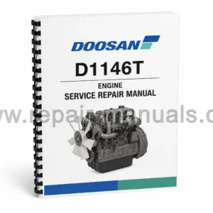 Doosan D1146T Engine Service Repair Manual PDF download cover image with engine illustration and repair guide