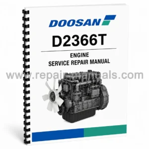 Doosan D2366T Engine Service Repair Manual PDF download cover image with diesel engine illustration and workshop repair guide
