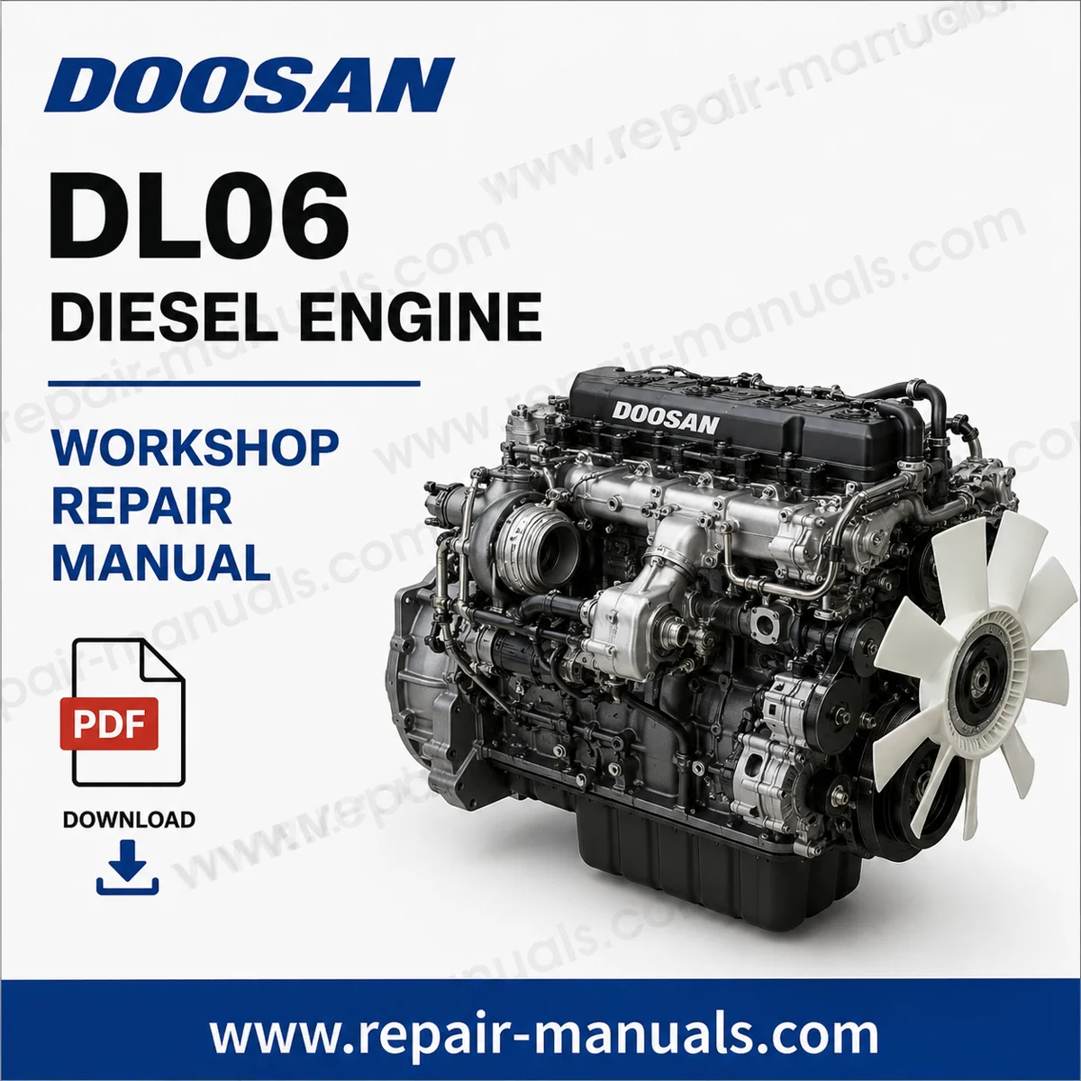 Doosan DL06 diesel engine workshop repair manual PDF download cover image