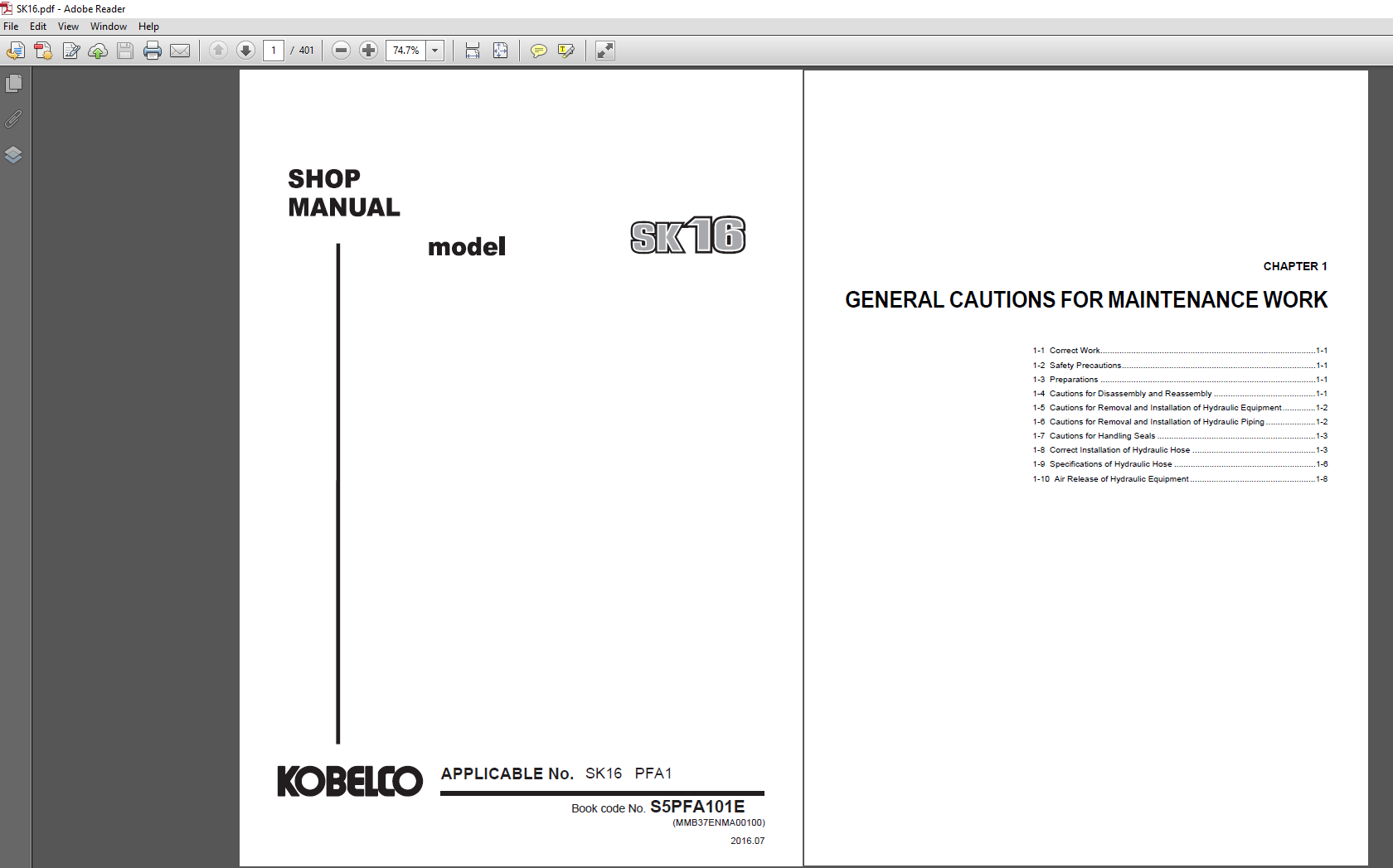 the Kobelco SK16 Excavator Workshop Repair Manual, showcasing repair instructions and technical diagrams for users