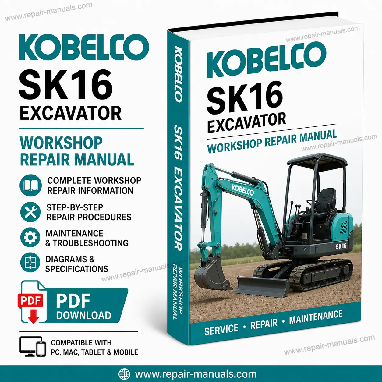 Kobelco SK16 Excavator Workshop Repair Manual PDF Download