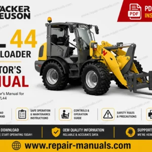 Operator's Manual for Wacker Neuson WL44 Wheel Loader, displaying the loader image and clear title
