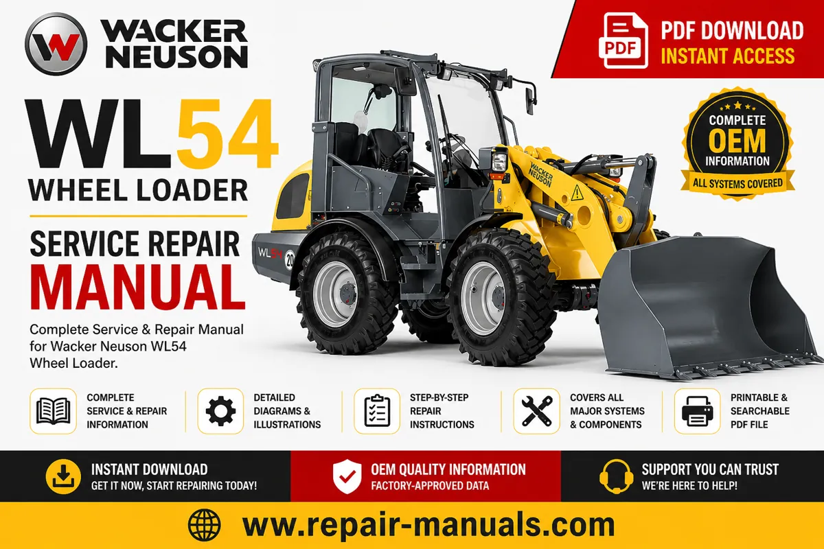 Service Repair Manual for Wacker Neuson WL54 Wheel Loader, showcasing diagrams and maintenance instruction