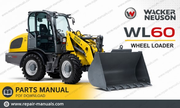 Parts manual for Wacker Neuson WL60 Wheel Loader, displaying detailed diagrams and component listings