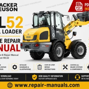 Wacker Neuson WL52 Wheel Loader Service Repair Manual cover featuring the loader and technical illustrations