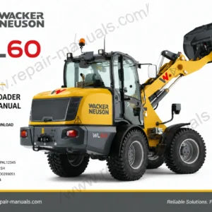 Parts manual for Wacker Neuson WL60 T4F Wheel Loader, displaying the loader and detailed component information