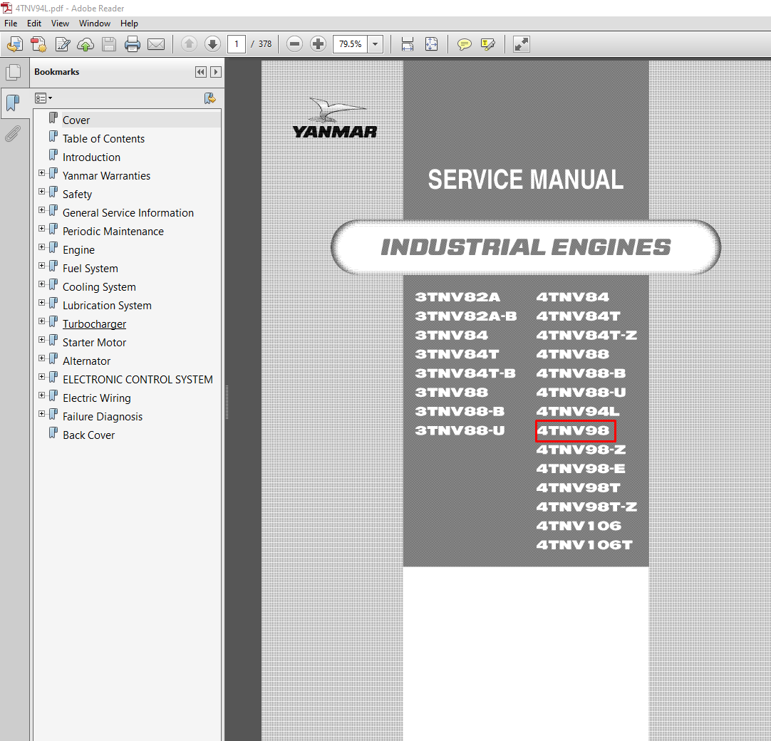 Yanmar 4TNV98 engine service repair manual with images and instructions for effective engine servicing and repairs