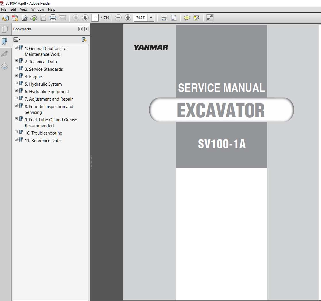 Yanmar SV100-1A Excavator Service Repair Manual PDF Download