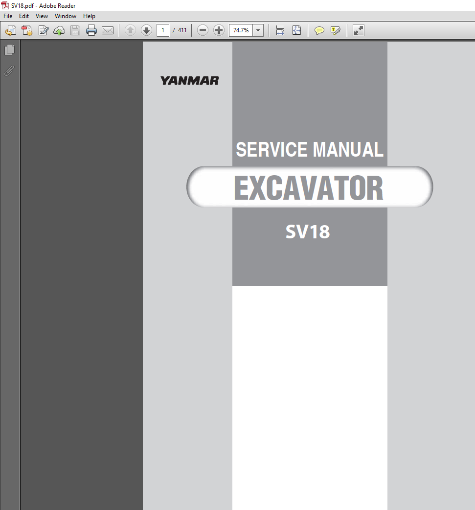 Yanmar SV18 Excavator Service Repair Manual PDF Download