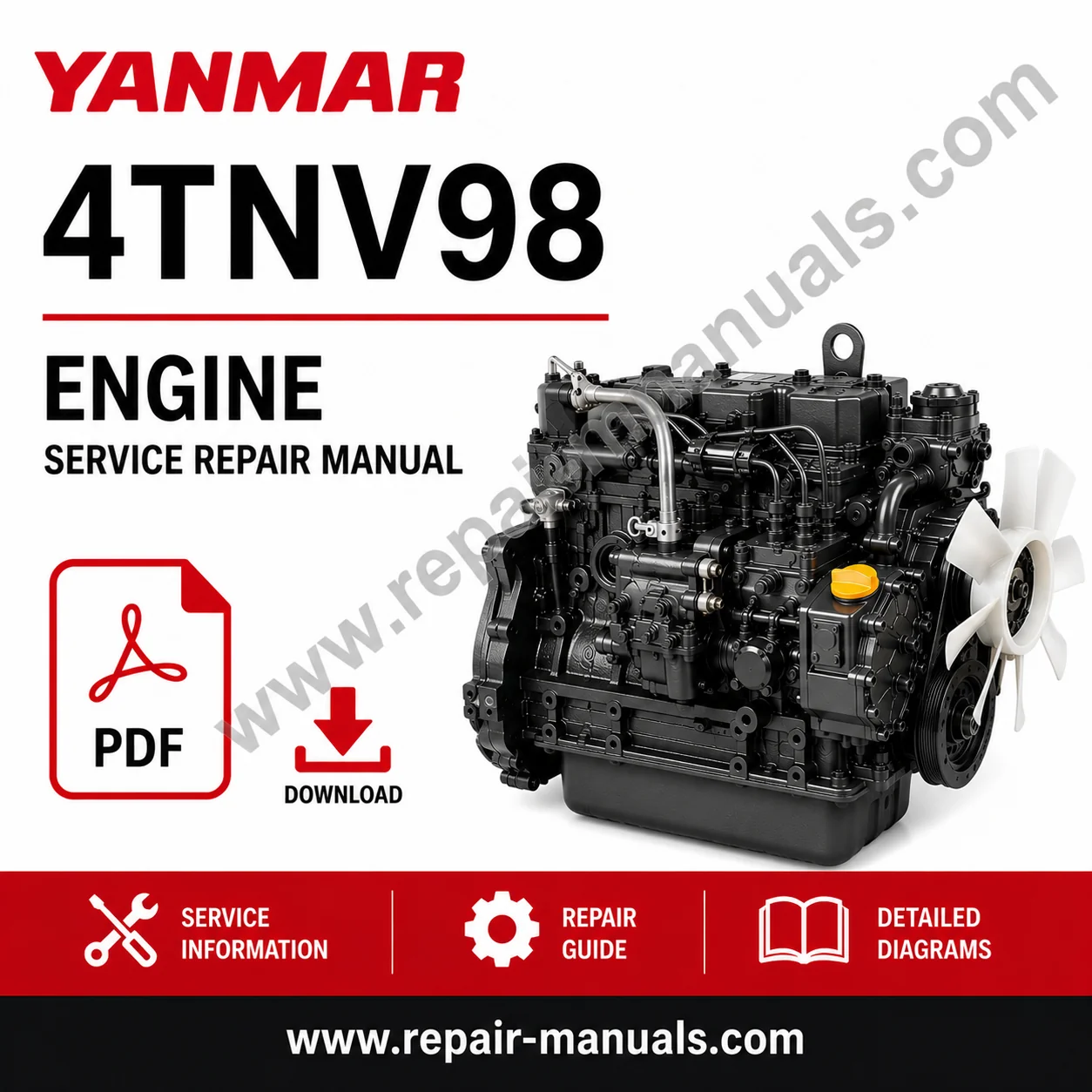 Yanmar 4TNV98 engine service repair manual, showcasing diagrams and repair guidelines for maintenance