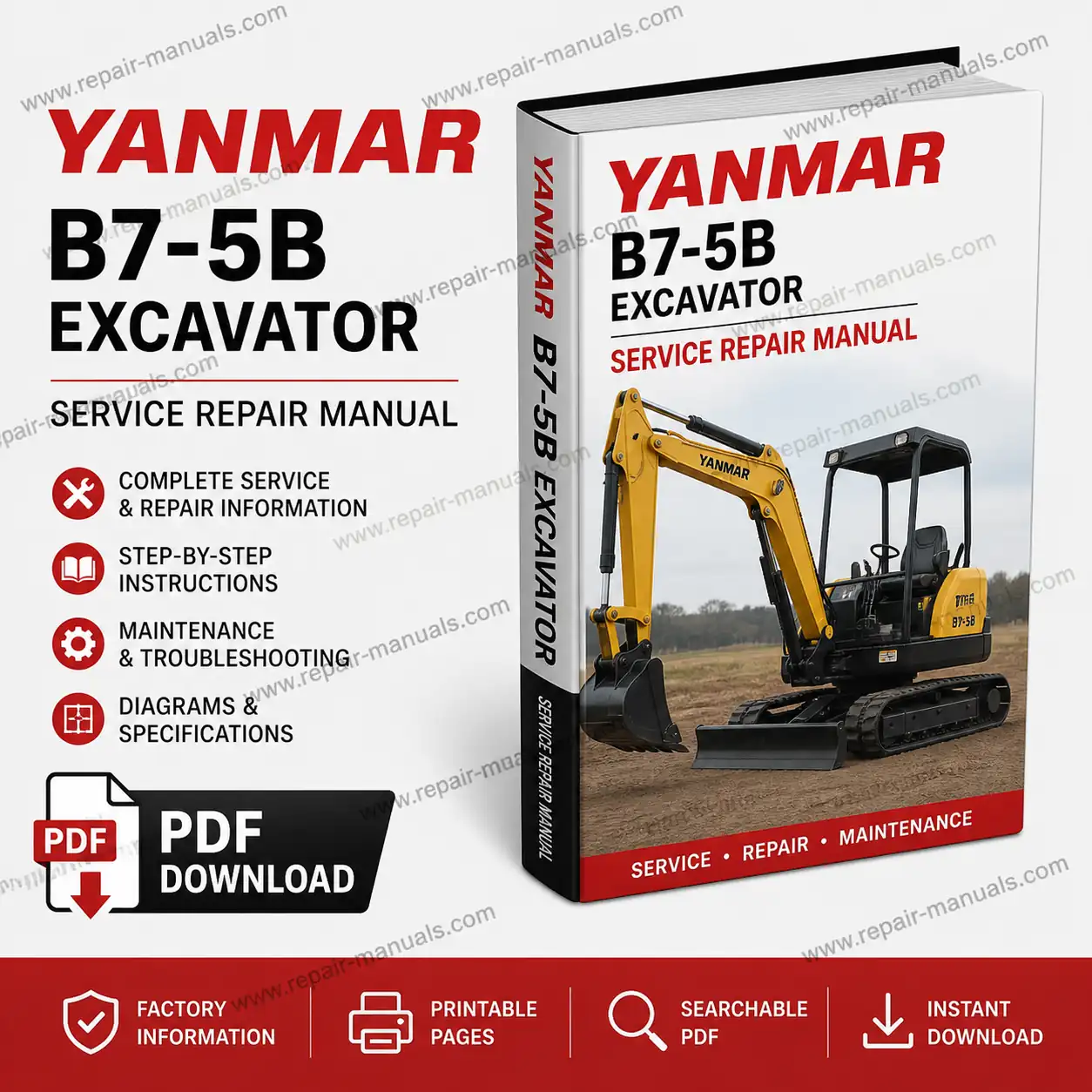 Yanmar B7-5B Excavator Service Repair Manual PDF Download