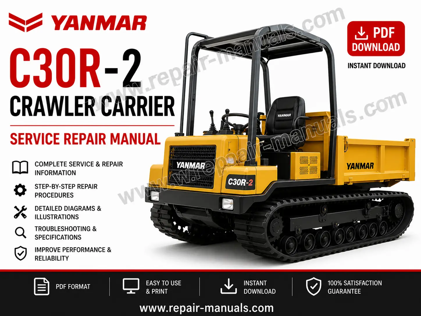 Service Repair Manual for Yanmar C30R-2 Crawler Carrier, showcasing detailed diagrams and maintenance instructions